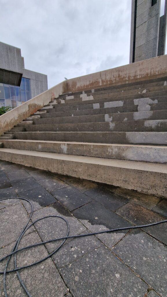 Before: Concrete steps pressure washing